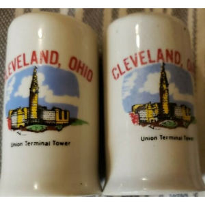 Ceramic Salt & Pepper Shakers Cleveland Ohio Union Terminal Tower
